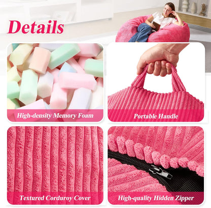3.5FT Bean Bag Chairs Teardrop Bean Bag Chair for Adults Beanbag Chair with Memory Foam Filled