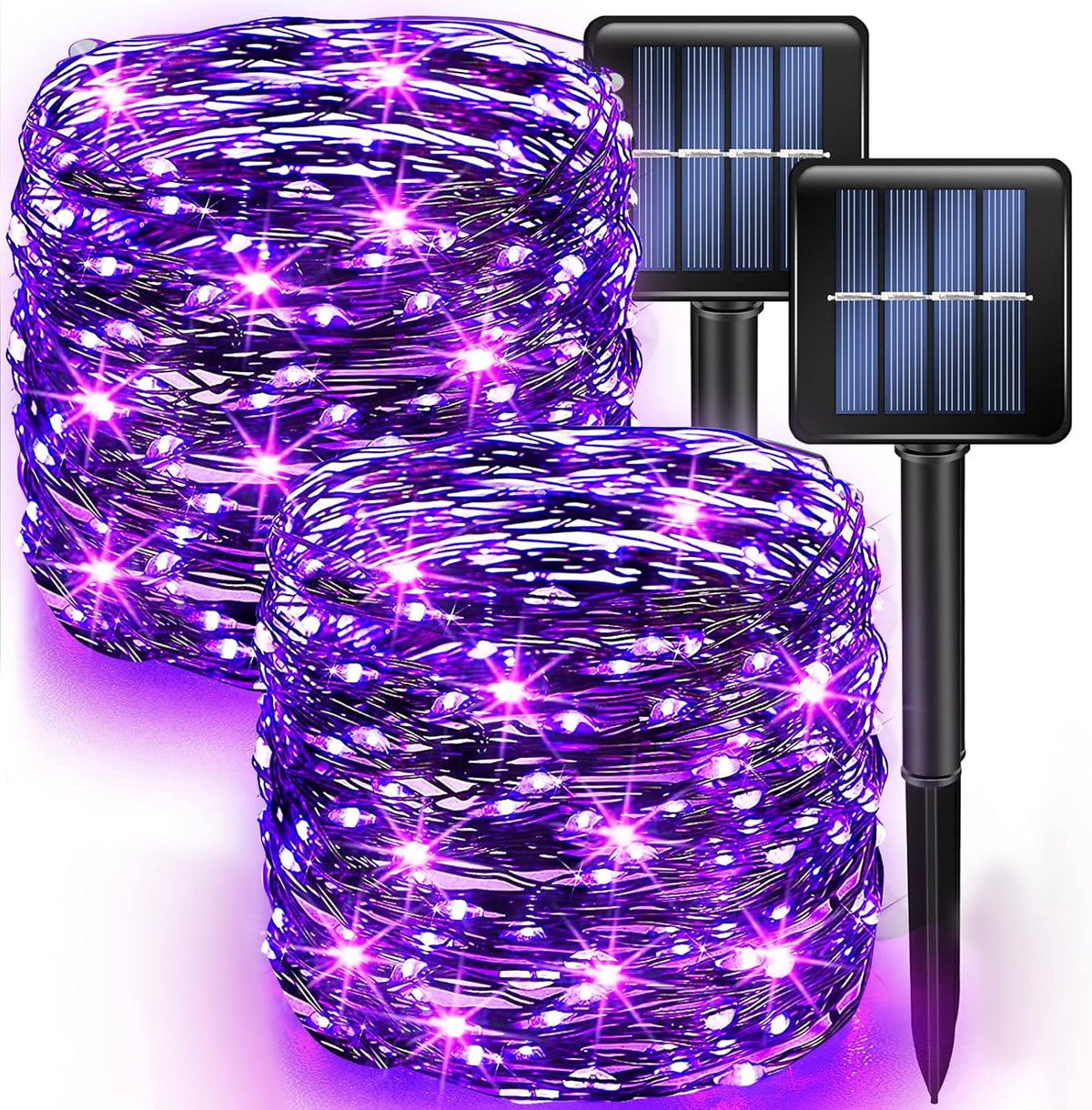 Dazzle Bright 2 Pack Halloween Fairy String Lights, Total 80FT 240 LED Solar Powered Fairy Lights