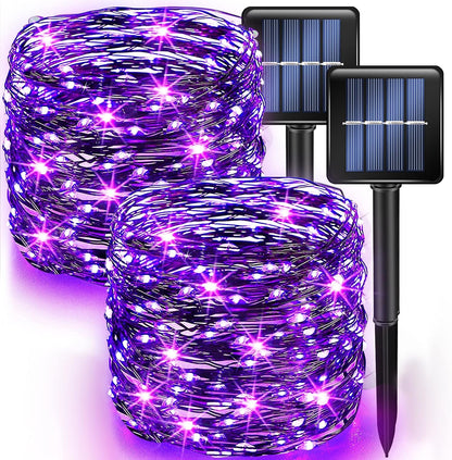 Dazzle Bright 2 Pack Halloween Fairy String Lights, Total 80FT 240 LED Solar Powered Fairy Lights
