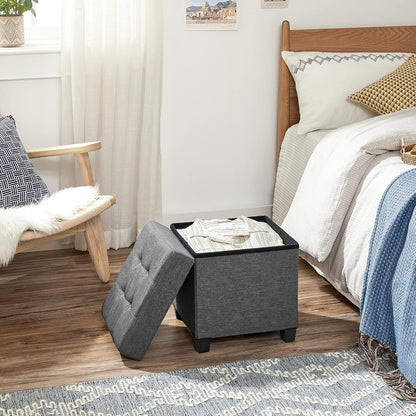 SONGMICS 15 Inches Cube Storage Ottoman, Bedroom Bench with Storage, Foot Stool with Feet, Holds Up