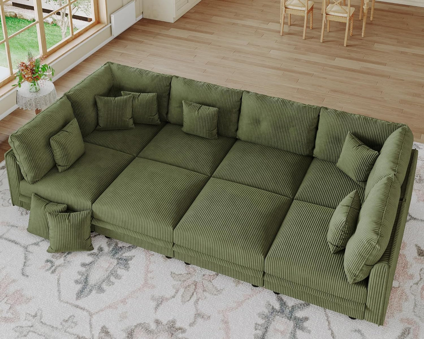 LLappuil Modular Sectional Sofa with Storage Seats, Corduroy Convertible Modular U Shaped Sectional