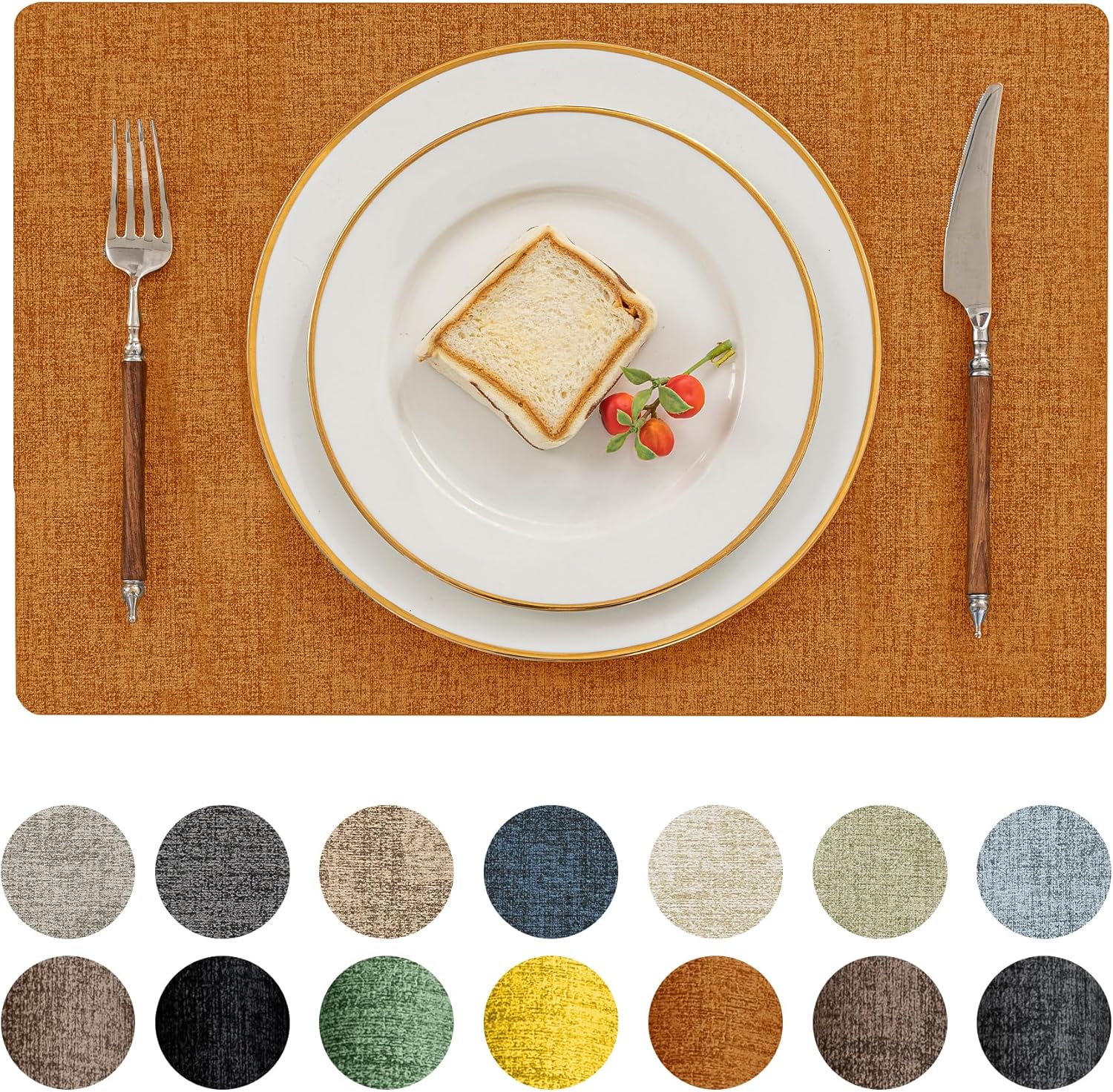 Romanstile Fall Vinyl Placemats Set of 4-12 X 18 Inch - Heat Resistant Place Mats 100% Waterproof