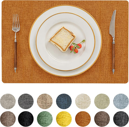 Romanstile Fall Vinyl Placemats Set of 4-12 X 18 Inch - Heat Resistant Place Mats 100% Waterproof