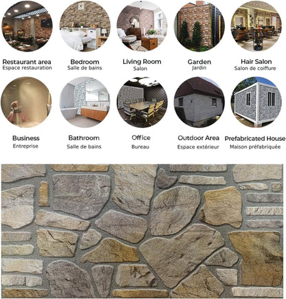 Dundee Deco 3D Wall Panels - Cladding, Grey Gold Stone Look Wall Paneling, Styrofoam Facing for
