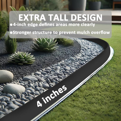4 inch Tall Landscape Edging Kit 80FT Garden Edging with 150 Spikes for Lawn Edging and Flower Beds