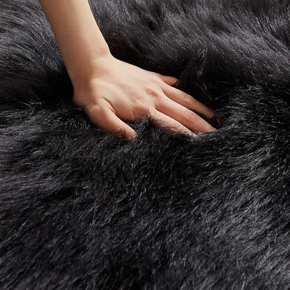 AMTOVO Faux Fur Rug, Black Small Area Rug, Fluffy Sheepskin Rug, Fuzzy Ultra Soft 2 x 3 ft Shag