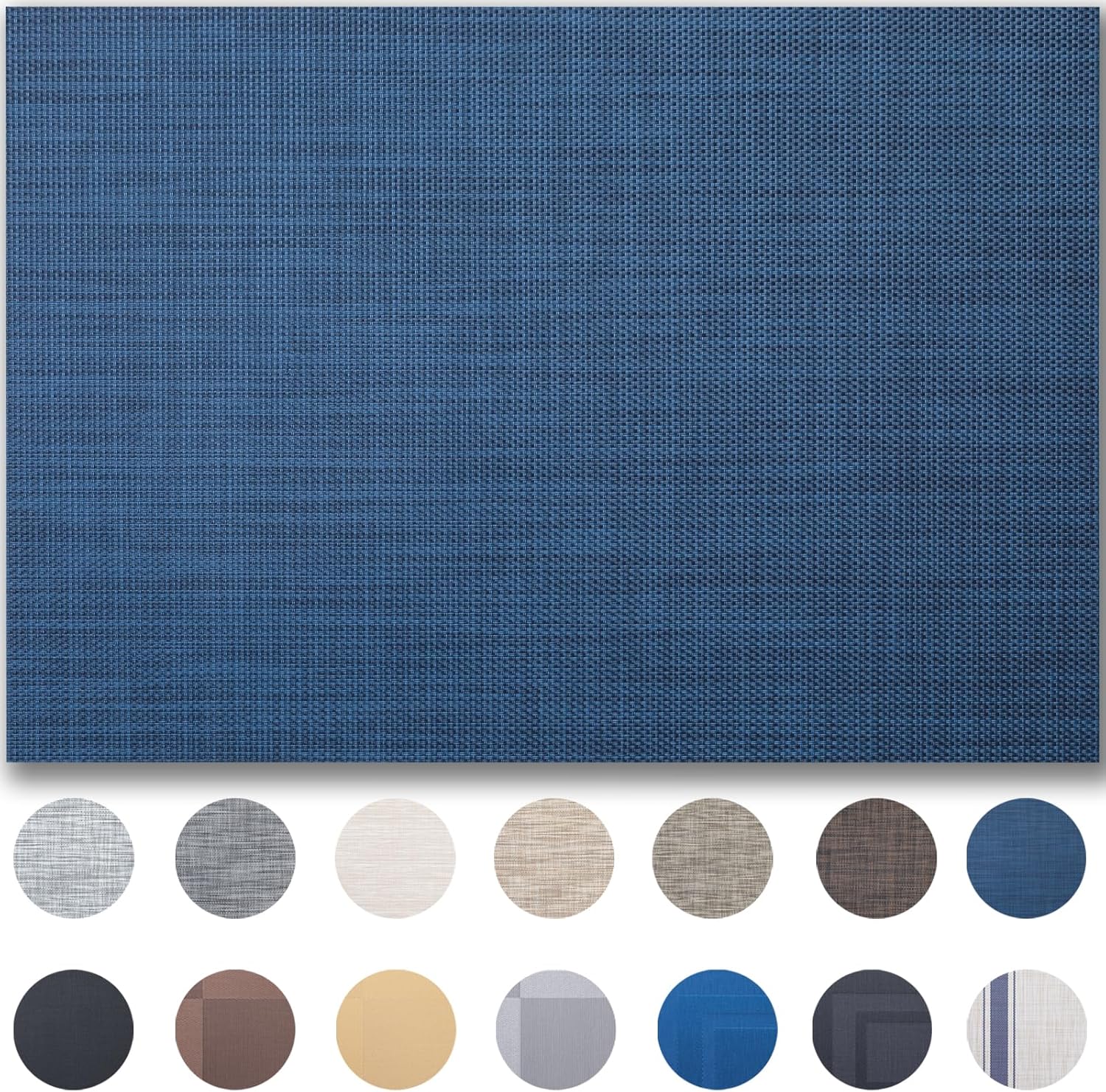 Placemats Set of 6 - Easy Clean Woven Vinyl Placemats for Dining Table, Indoor/Outdoor Place Mats