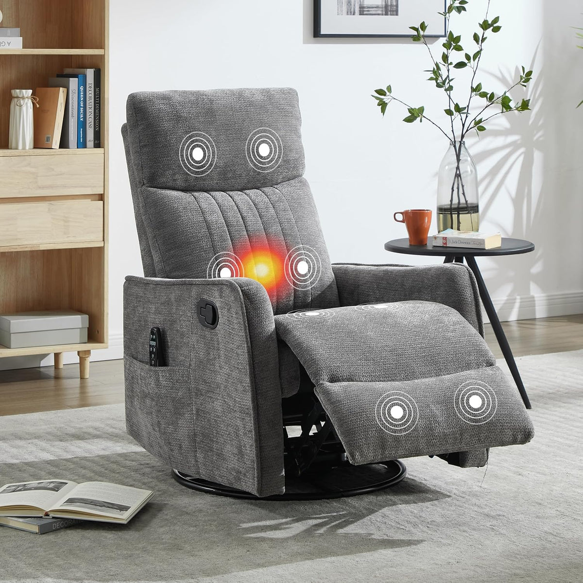 Manual Swivel Rocker Recliner Chair for Adults, Overstuffed Reclining Glider Chair for Nursing with