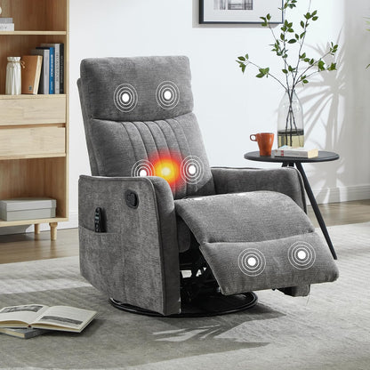 Manual Swivel Rocker Recliner Chair for Adults, Overstuffed Reclining Glider Chair for Nursing with