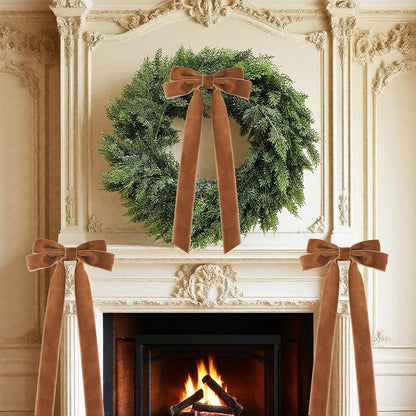 Senjie Velvet Large Christmas Bows for Staircase Garland Wreath, 20in x 8in Vintage Ribbon Bows