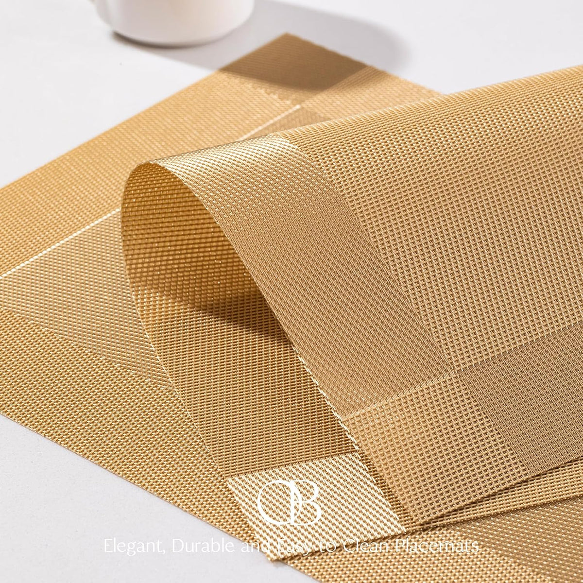 Placemats Set of 4 - Easy Clean Woven Vinyl Placemats for Dining Table, Indoor/Outdoor Place Mats