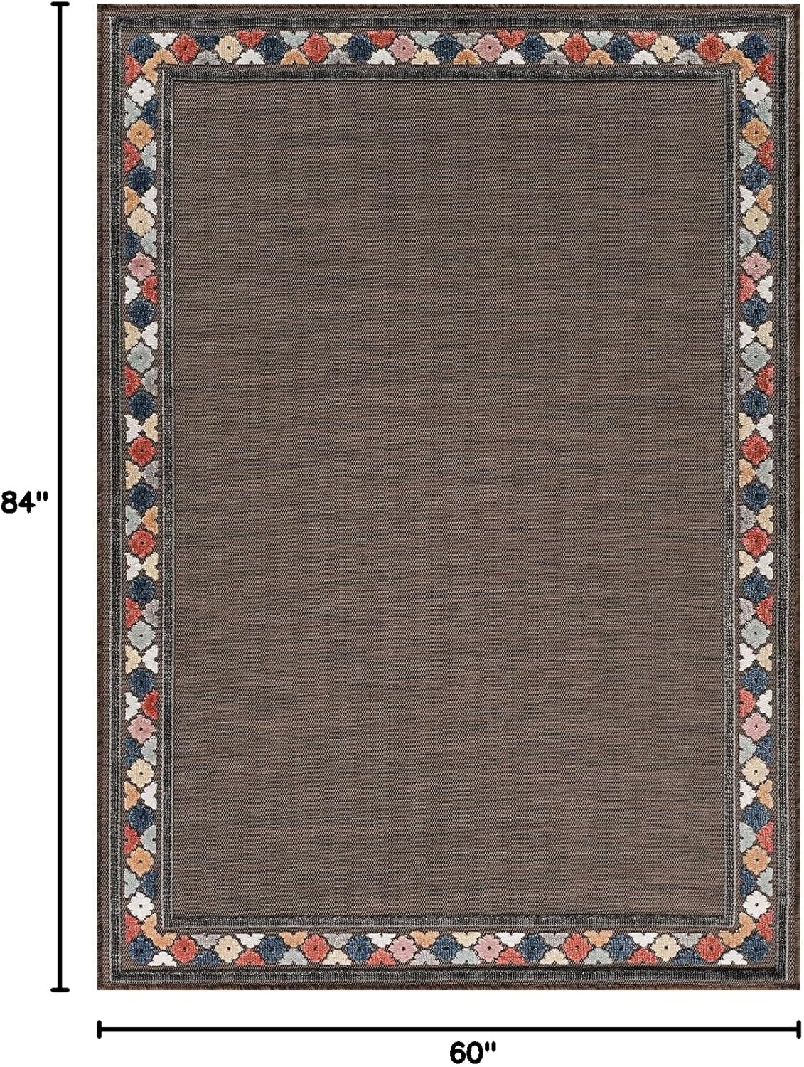 Beverly Rug Outdoor Rug 5x7 Modern Bordered Area Rugs for Indoor and Outdoor Patio Easy to Clean