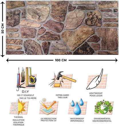 Dundee Deco 3D Wall Panels - Cladding, Shades of Brown Grey Stone Look Wall Paneling, Styrofoam