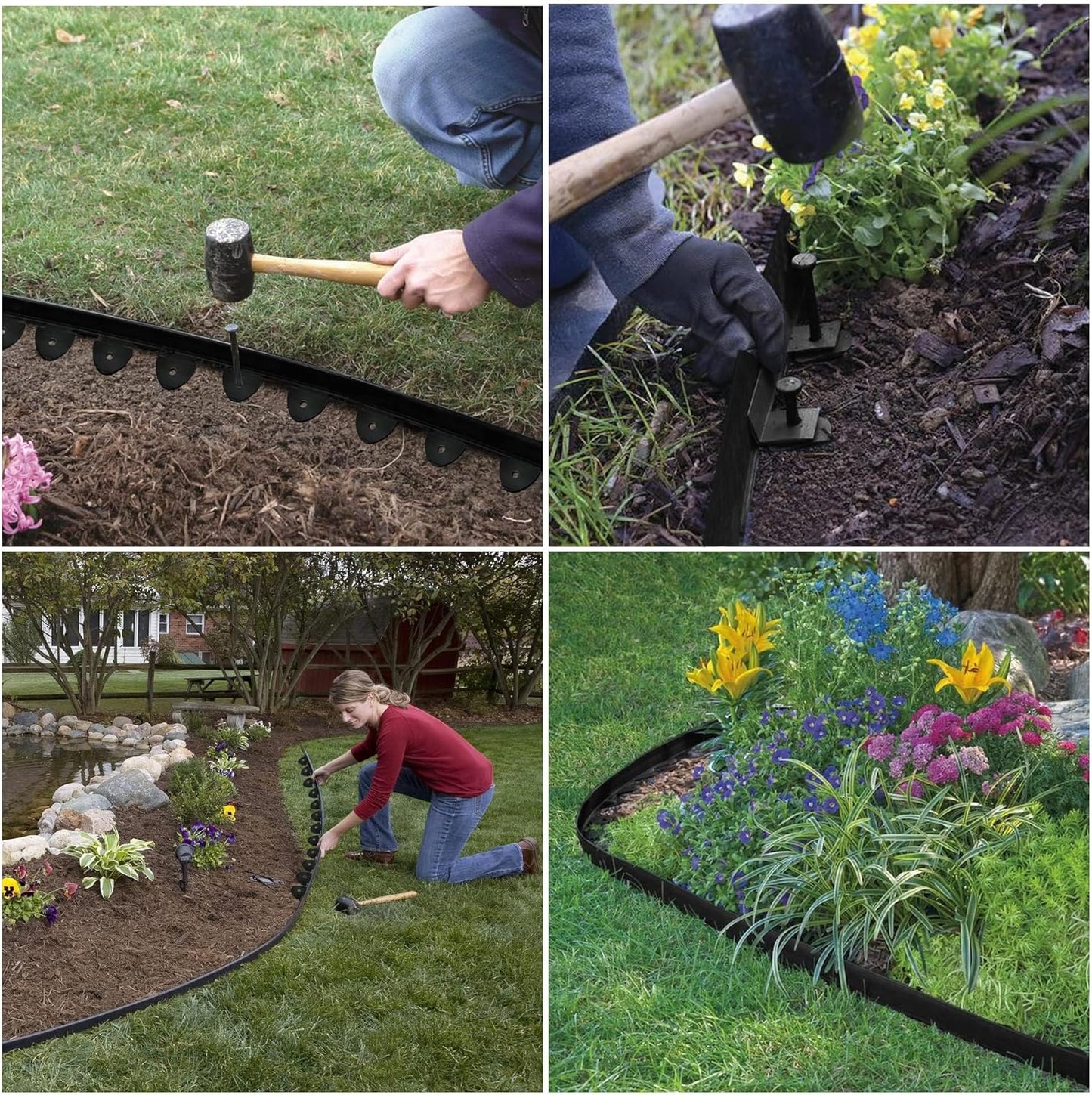 No Dig Landscape Edging Kit 60FT 2IN Tall with Scissors, Heavy Duty PP Material Garden Edging with
