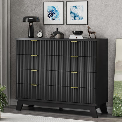Fluted Dresser for Bedroom with 8 Drawers, 48" Wide Modern Chest of Drawers with Metal Handle