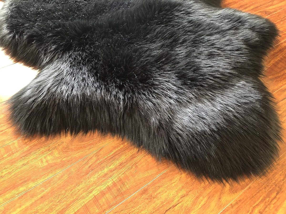 LAMBZY Faux Sheepskin Hypoallergenic Free Shape Silky Shag Rug, Luxury Shaggy Silky Plush Carpet