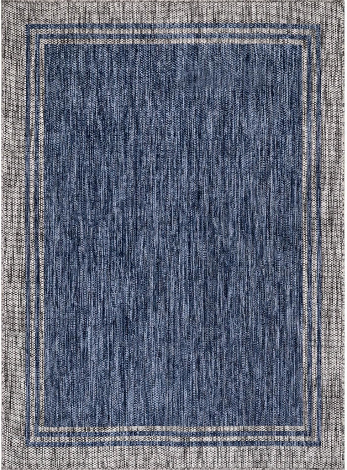 Bordered Outdoor Rug 9x12 Washable Outside Carpet for Indoor Patio Porch Waterproof Easy Cleaning
