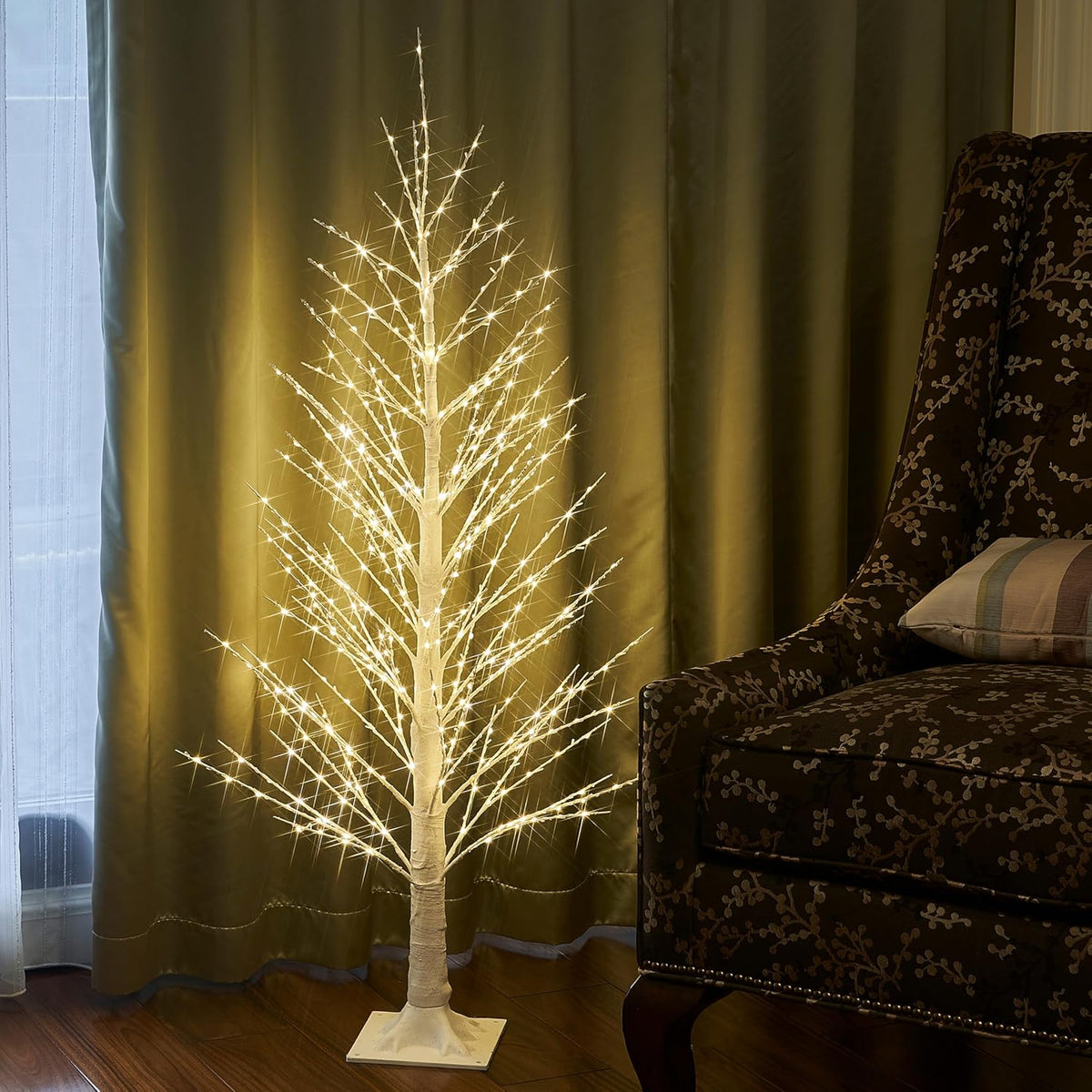 Fudios Lighted White Tree Willow 4FT 450 LED Fairy Lights, Christmas Artificial Tree Lights Plug in