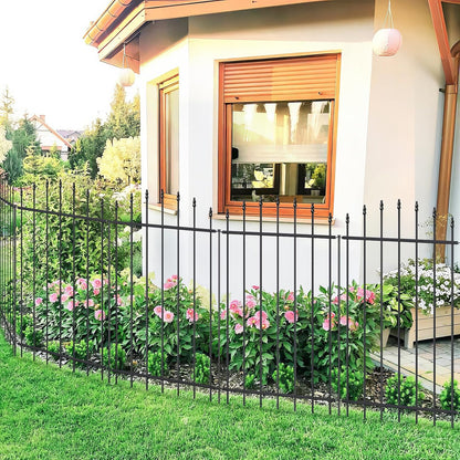 Metal Garden Fence 42 in H x 12 ft L, 6 Panels + 7 Stakes Border Dog Fence Panels Animal Barrier