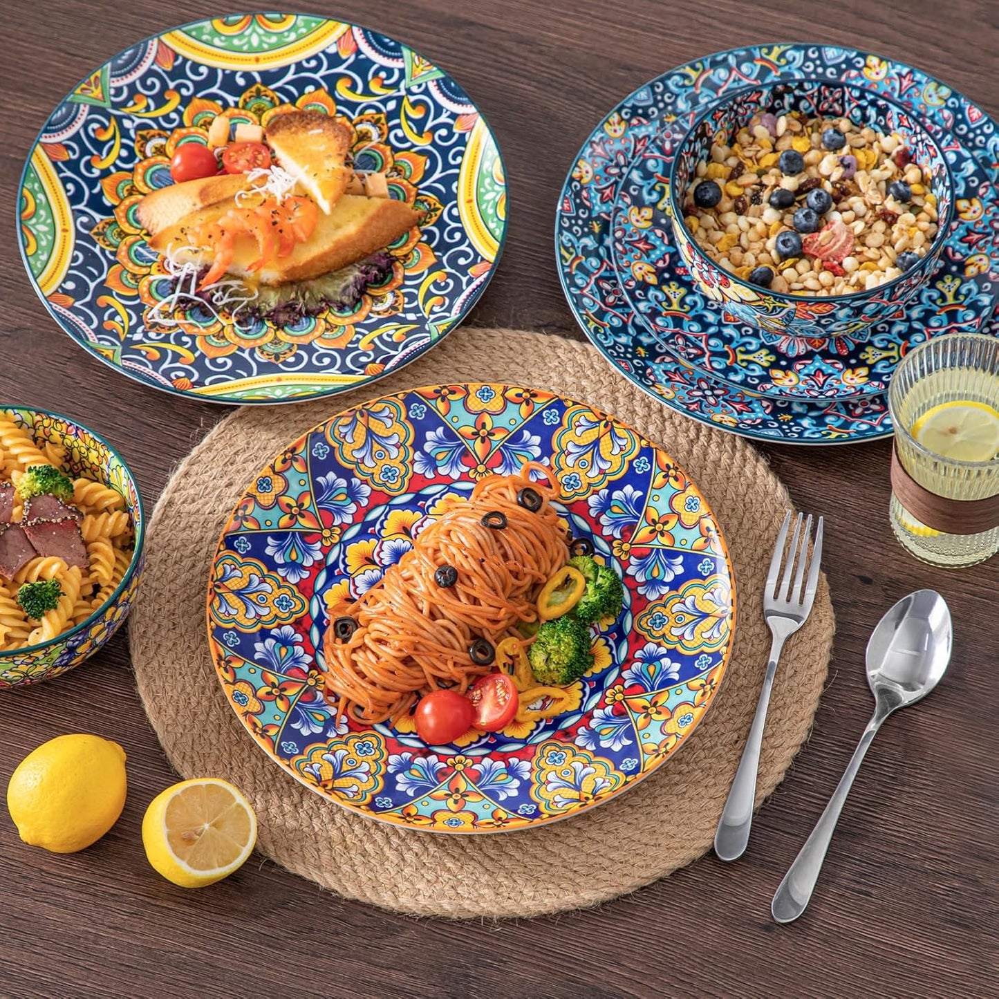 vancasso 12 Pieces Dinnerware Sets, Plates and Bowls Set, Porcelain Dishes Set for 4, Microwave and