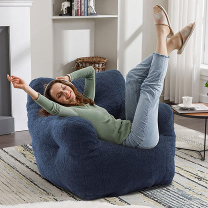 Recaceik Bean Bag Chairs, Tufted Soft Stuffed Bean Bag Chair with Filler, Fluffy Lazy Sofa