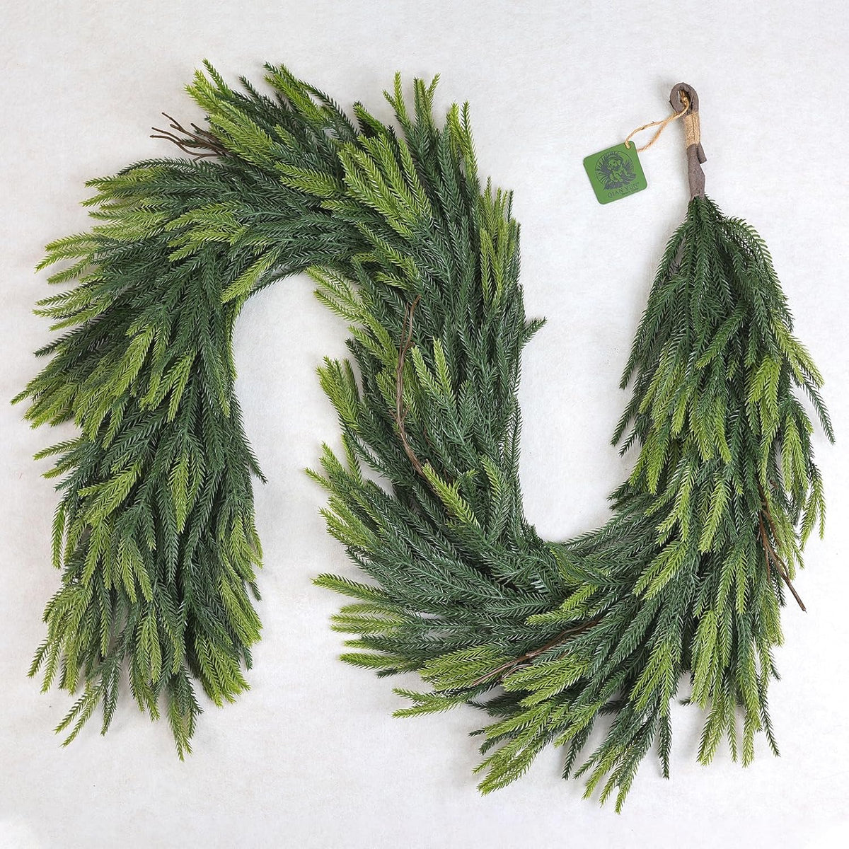 Christmas Decorations – 6FT Artificial Norfolk Pine Greenery Garland, Real Touch Christmas Garland