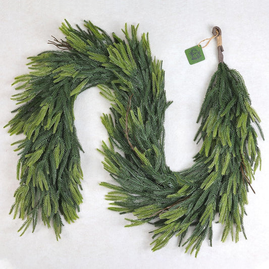 Christmas Decorations – 6FT Artificial Norfolk Pine Greenery Garland, Real Touch Christmas Garland