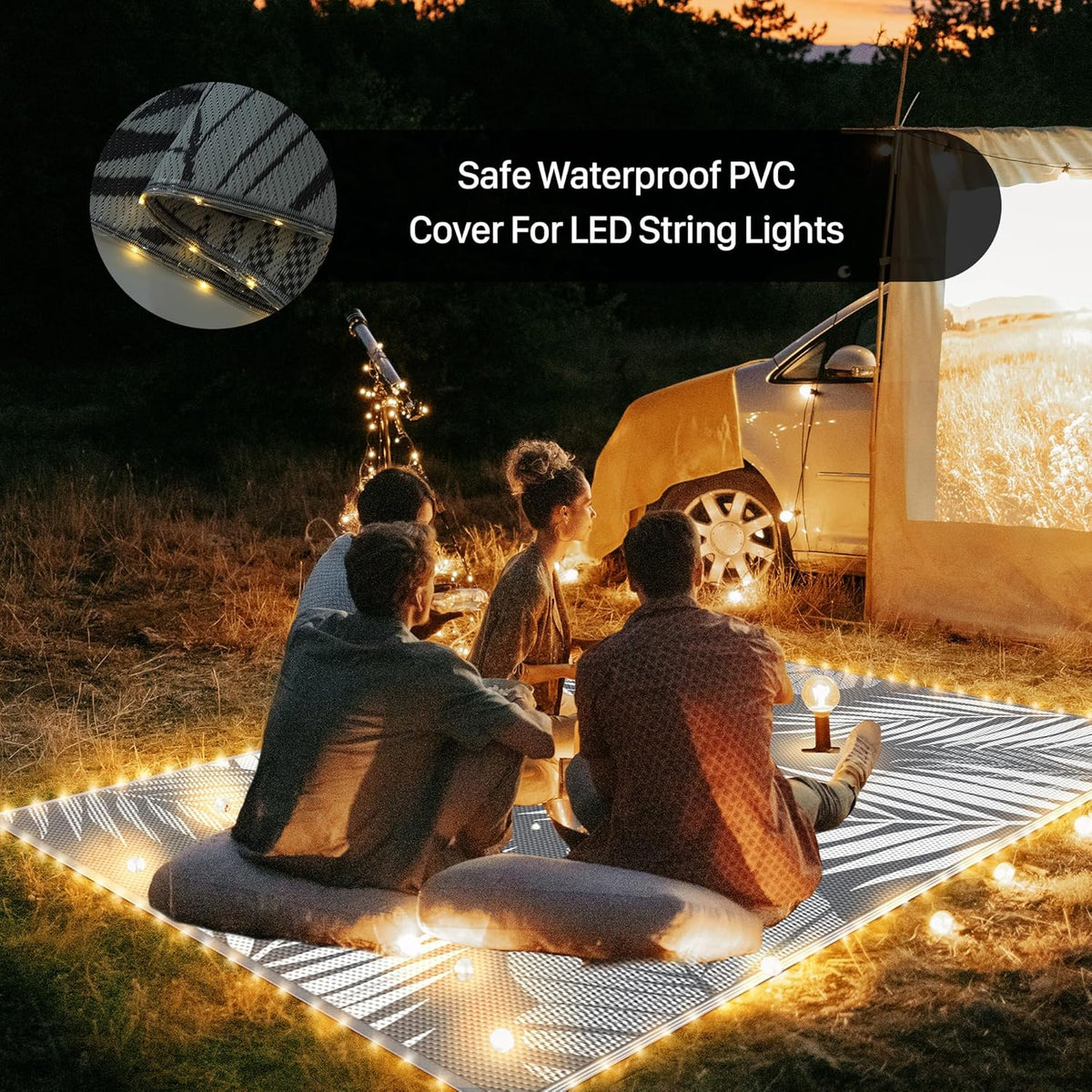 GENIMO Outdoor Rug 8' x 10' Waterproof for Patios Clearance, Reversible Outdoor Plastic Straw