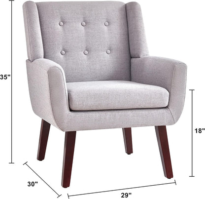 HUIMO Accent Chair Living Room Chair, Upholstered Button Tufted Armchair, Linen Fabric Sofa Chairs