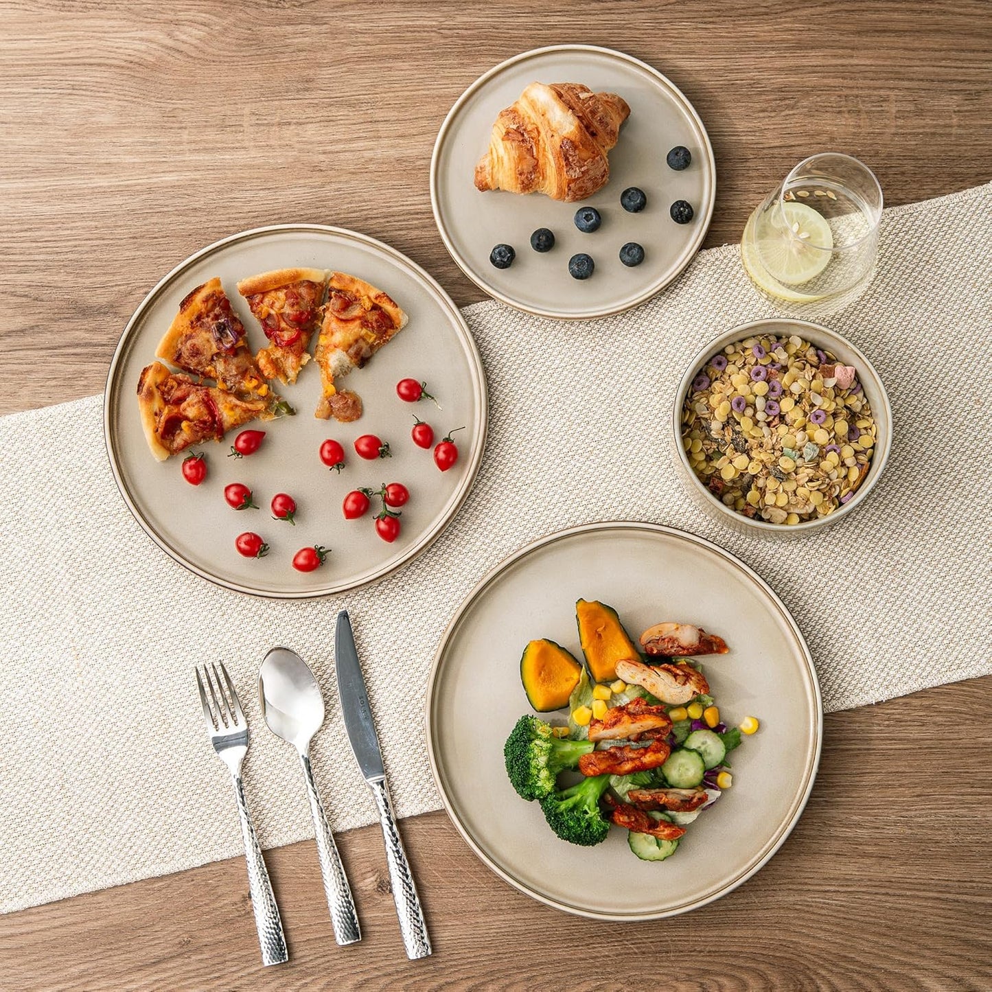 AmorArc Ceramic Dinnerware Sets, Handmade Reactive Glaze Stoneware Plates and Bowls Sets,Highly