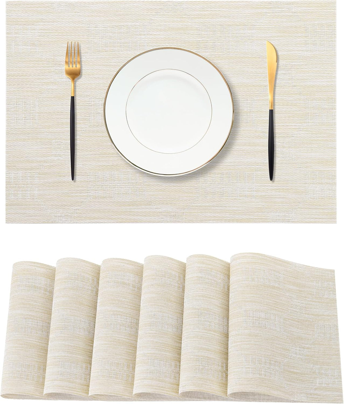 Leetaltree Wheat Placemats Set of 6 - Heat Resistant Non-Slip Place mats for Dining Table, Washable