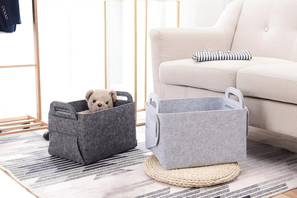 Storage Basket Felt Storage Bin Collapsible& Convenient Box Organizer with Carry Handles for Office