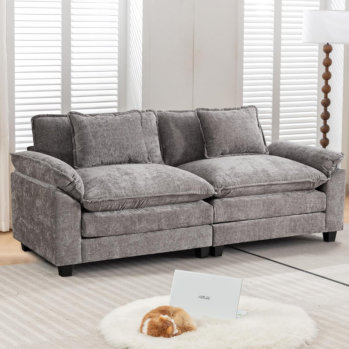 URRED Modular Sectional Sofa Comfy Cloud Couch, Modern Chenille Sofa Sleeper Deep Seat Couches with
