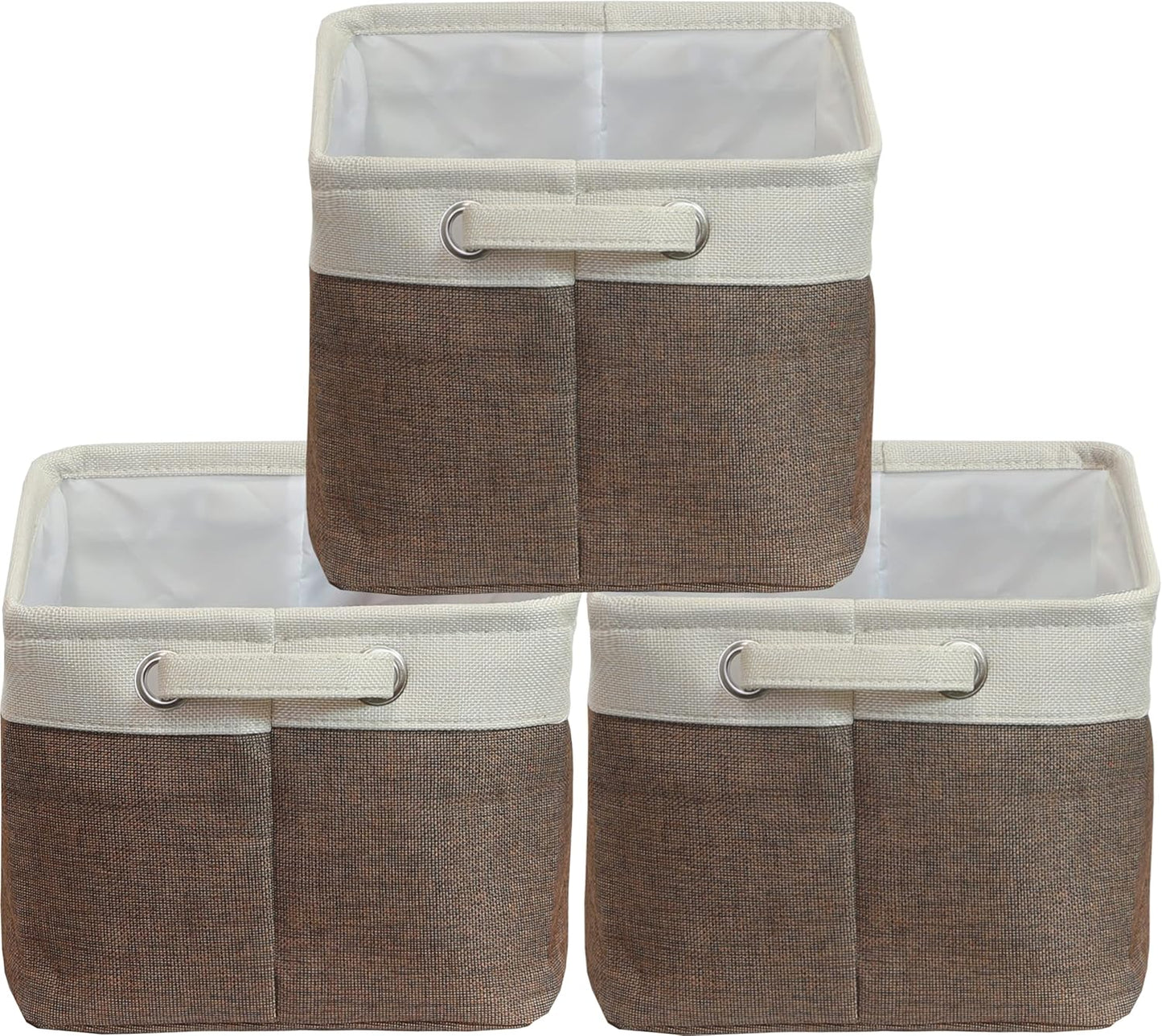 SIMPLE HOUSEWARE Large Fabric Storage Bin, 14.4" x 10" with Handles, 3-Pack, Foldable Organizer for