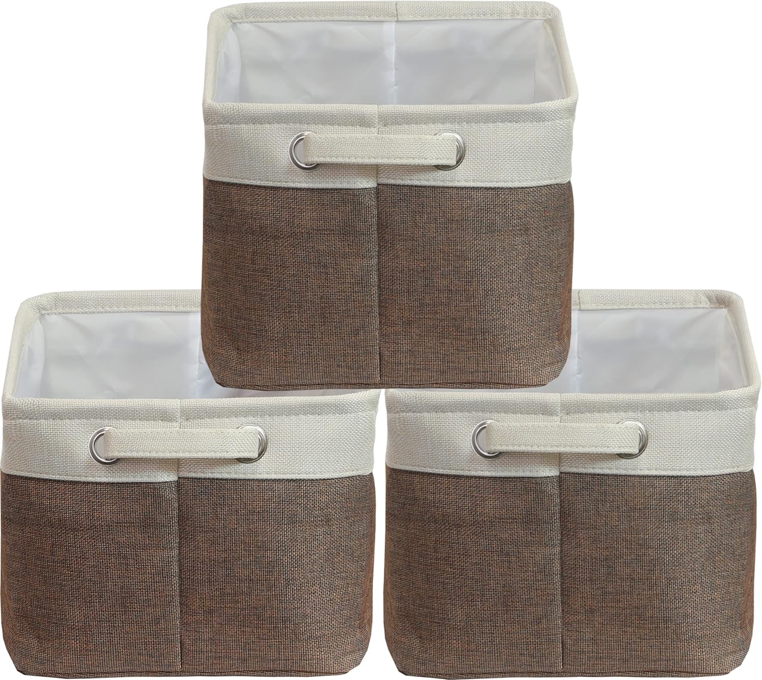 SIMPLE HOUSEWARE Large Fabric Storage Bin, 14.4" x 10" with Handles, 3-Pack, Foldable Organizer for