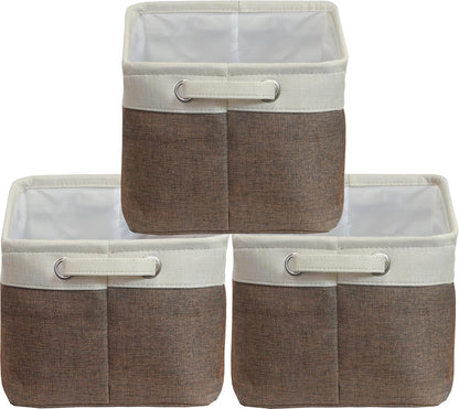 SIMPLE HOUSEWARE Large Fabric Storage Bin, 14.4" x 10" with Handles, 3-Pack, Foldable Organizer for