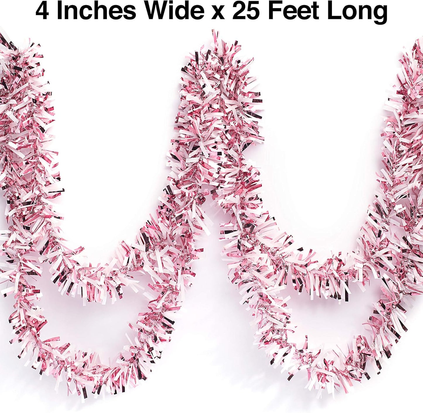 Anderson's Light Pink & White Sparkle Glitter Metallic Tinsel Twist for Trailer Or Golf Cart, 4