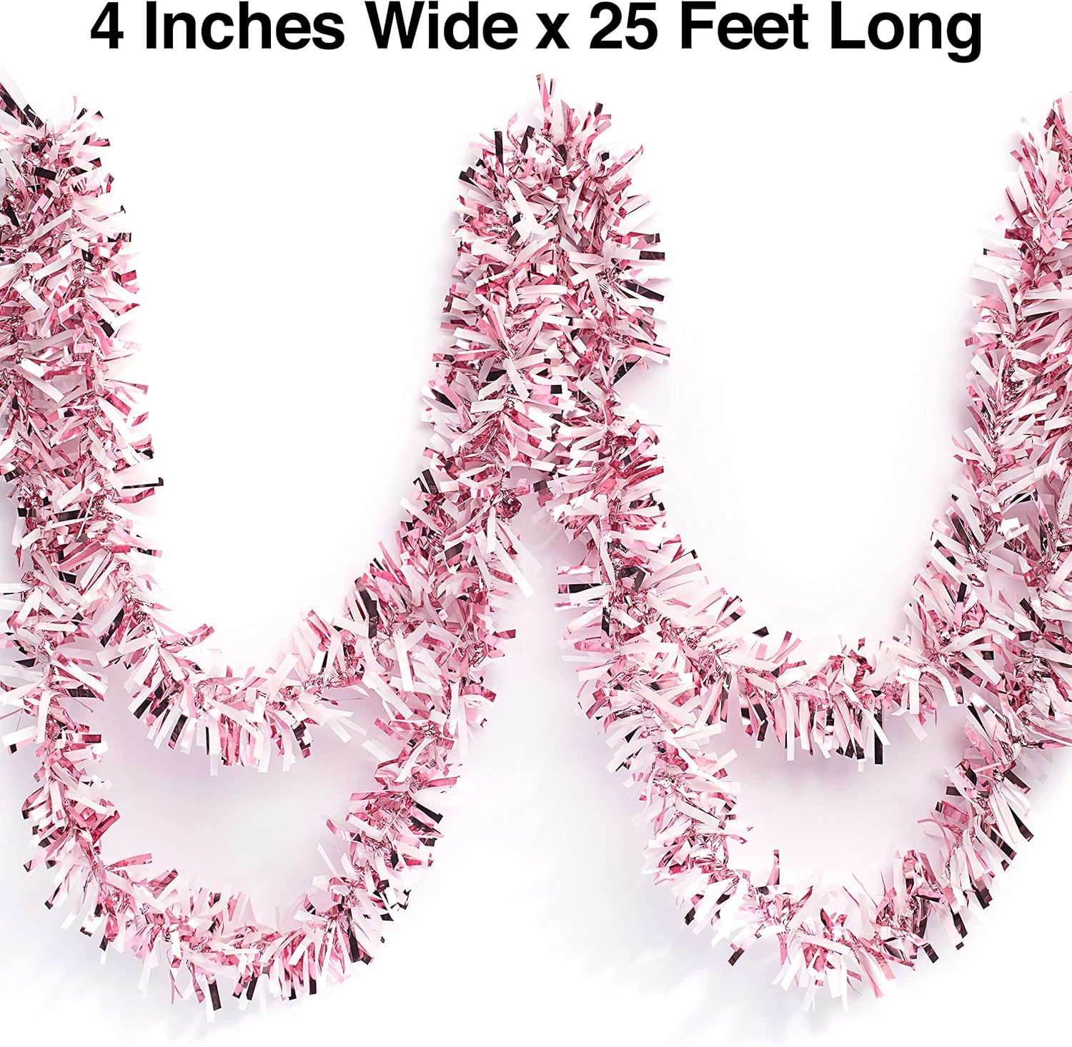 Anderson's Light Pink & White Sparkle Glitter Metallic Tinsel Twist for Trailer Or Golf Cart, 4
