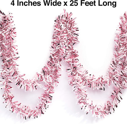 Anderson's Light Pink & White Sparkle Glitter Metallic Tinsel Twist for Trailer Or Golf Cart, 4