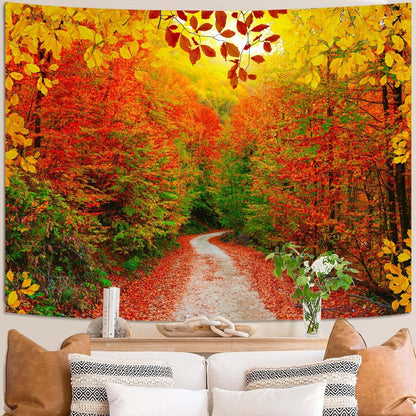 AMM Autumn Forest Tapestry Nature Fall Tree Thanksgiving Tapestry for Bedroom Aesthetic Autumn Path