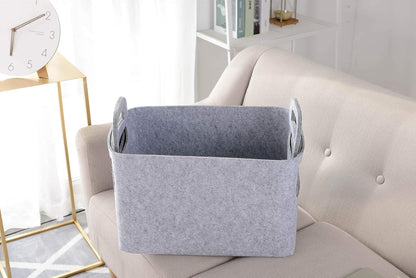 Storage Basket Felt Storage Bin Collapsible& Convenient Box Organizer with Carry Handles for Office