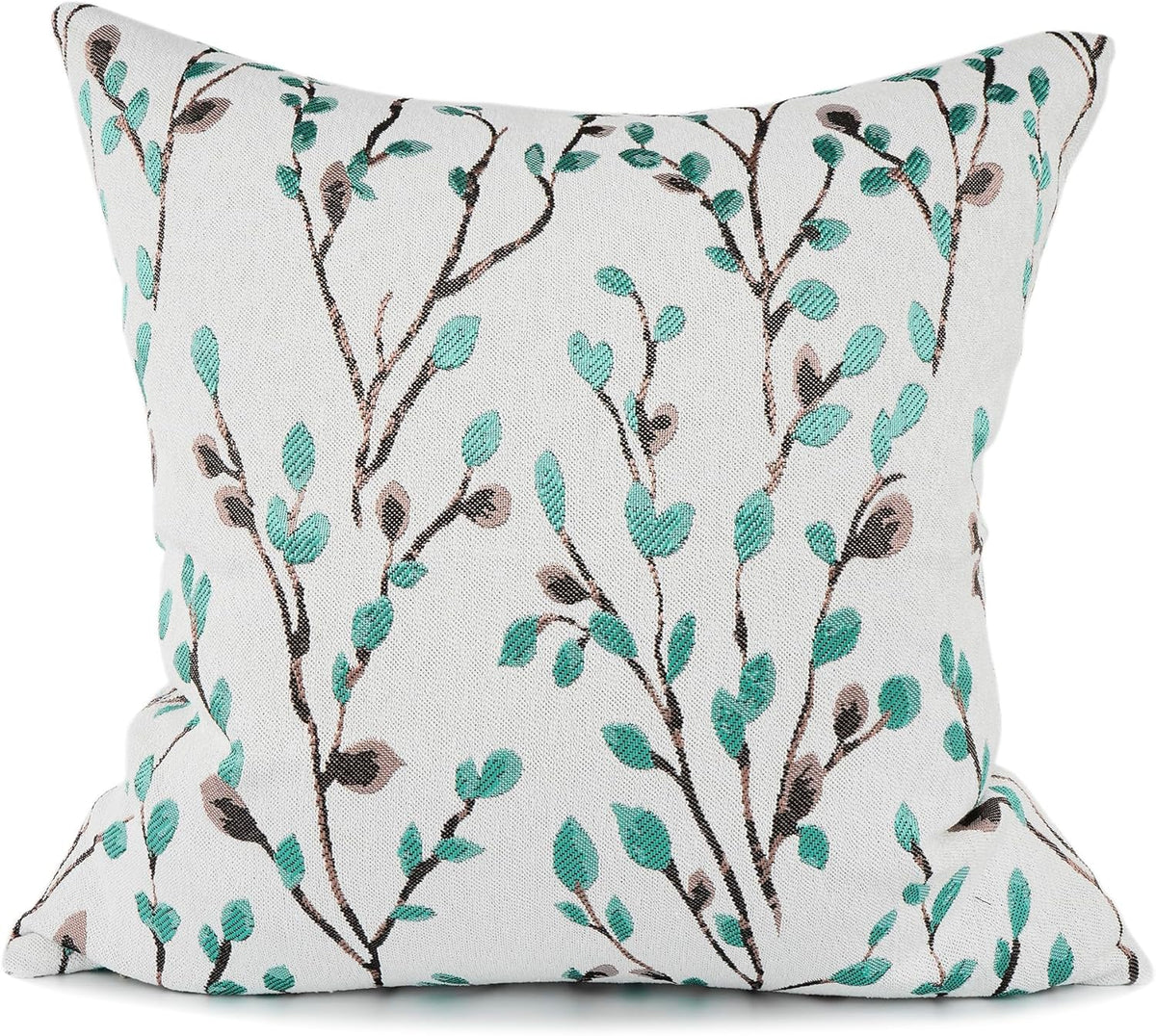YOUR SMILE Classical Embroidery Jacquard Green Square Decorative Throw Pillow Case Cushion Cover
