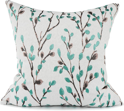 YOUR SMILE Classical Embroidery Jacquard Green Square Decorative Throw Pillow Case Cushion Cover