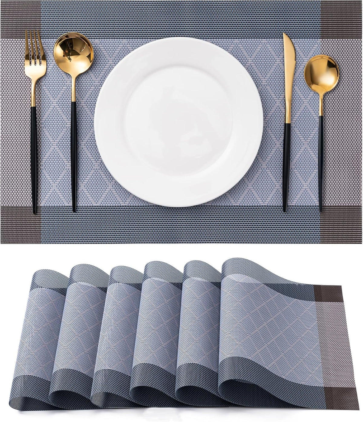 CADONO Placemats Set of 6 Washable Indoor/Outdoor Vinyl Place Mats for Dining Table Durable