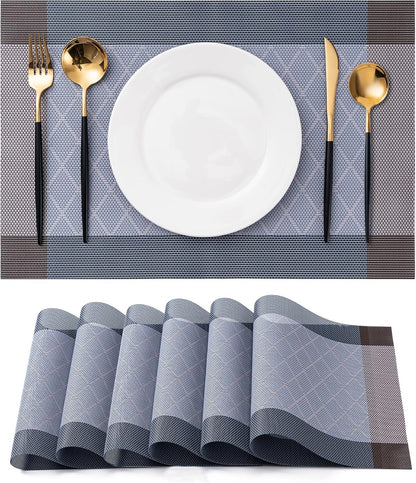 CADONO Placemats Set of 6 Washable Indoor/Outdoor Vinyl Place Mats for Dining Table Durable
