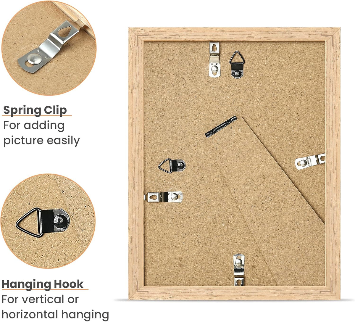 upsimples 6x8 Picture Frame, Natural Solid Wooden Picture Frames, Display 4x6 with Mat or 6 x 8