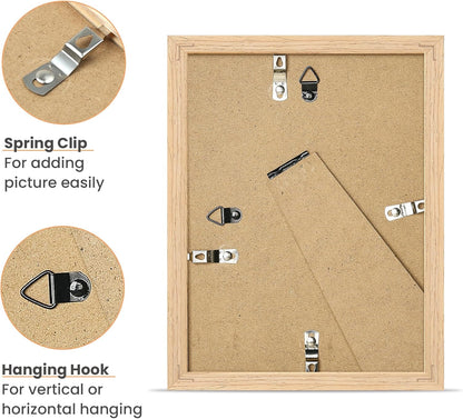 upsimples 6x8 Picture Frame, Natural Solid Wooden Picture Frames, Display 4x6 with Mat or 6 x 8