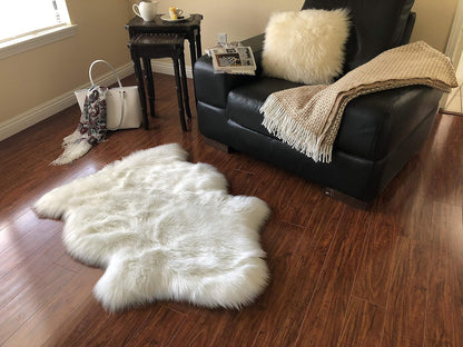 LAMBZY Faux Sheepskin Hypoallergenic Free Shape Silky Shag Rug, Luxury Shaggy Silky Plush Carpet
