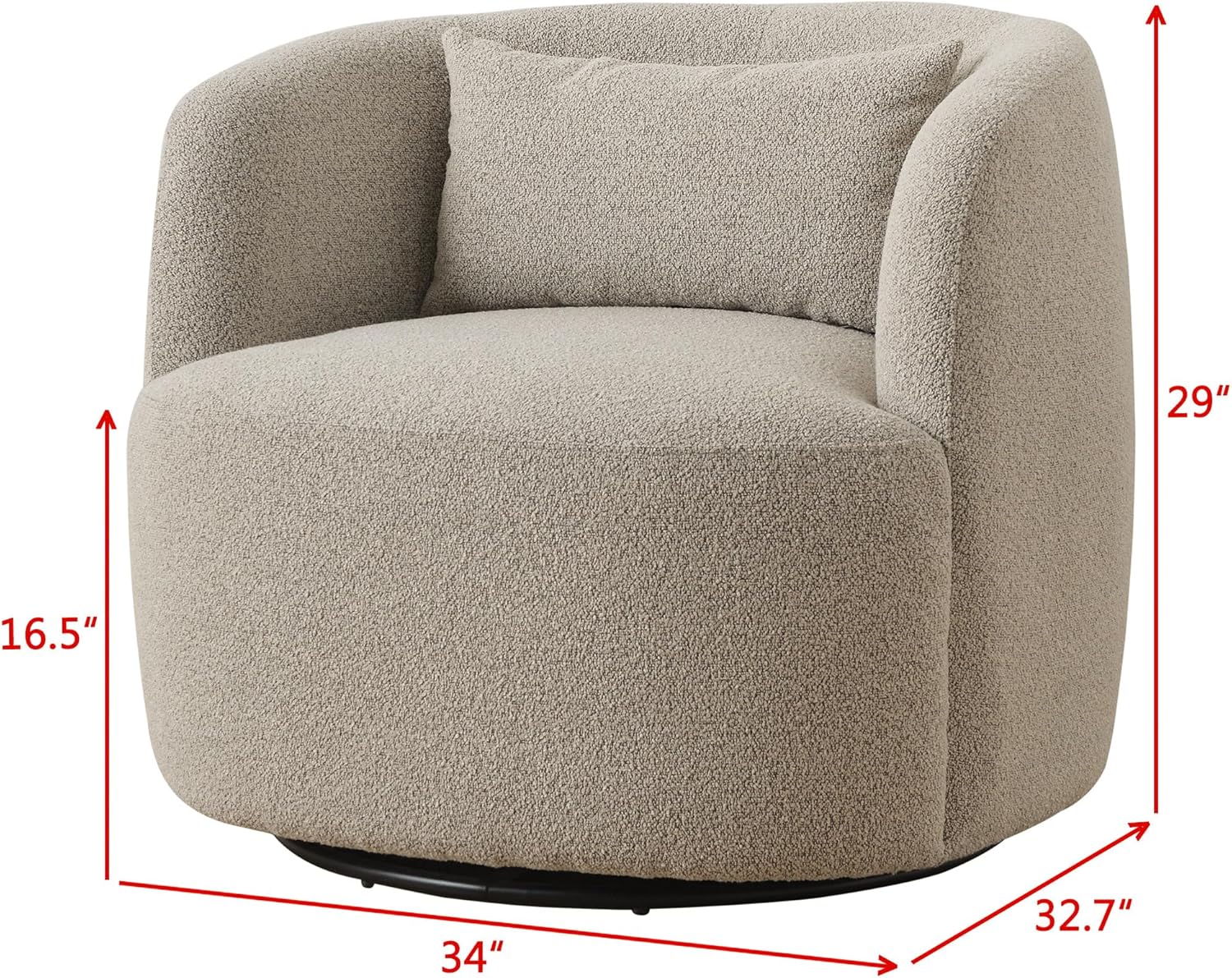 KINWELL 34" Wide Sherpa Swivel Barrel Chairs Set of 2, No Assembly Round Boucle Upholstered Accent