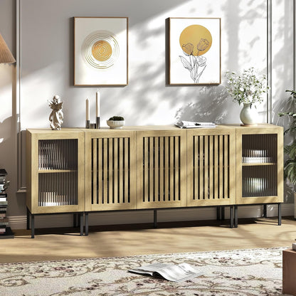 Farmhouse TV Stand for TVs up to 85 Inch, Entertainment Center TV Console with Storage Cabinets and